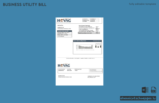 Stromrechnung der Syria HOVAG Company in Word- und PDF-Formaten – Beispielvorschau